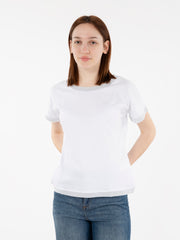 STIMM - T-shirt orlo lurex bianco / argento