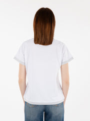 STIMM - T-shirt orlo lurex bianco / argento