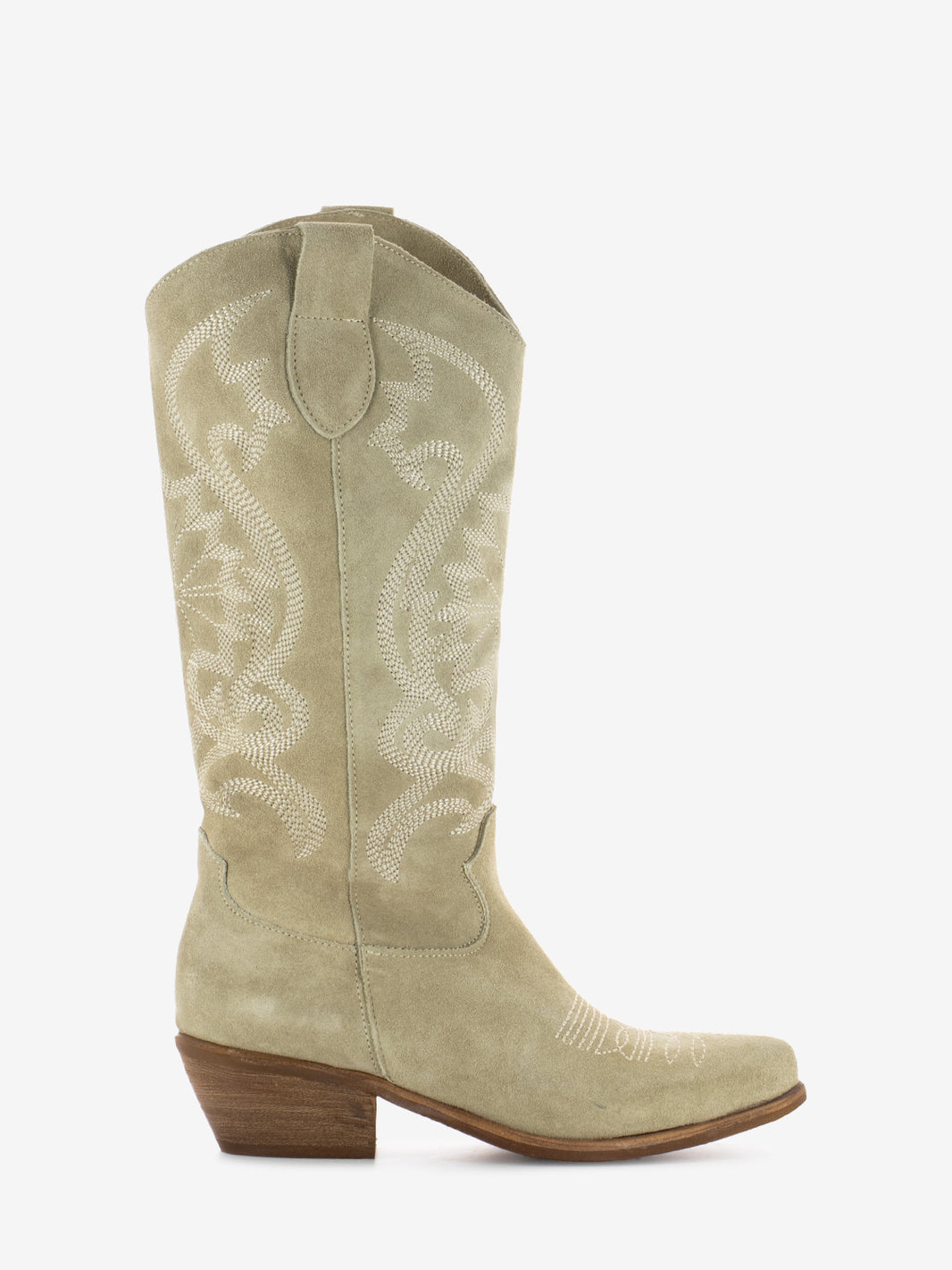 Texani con ricami camoscio beige