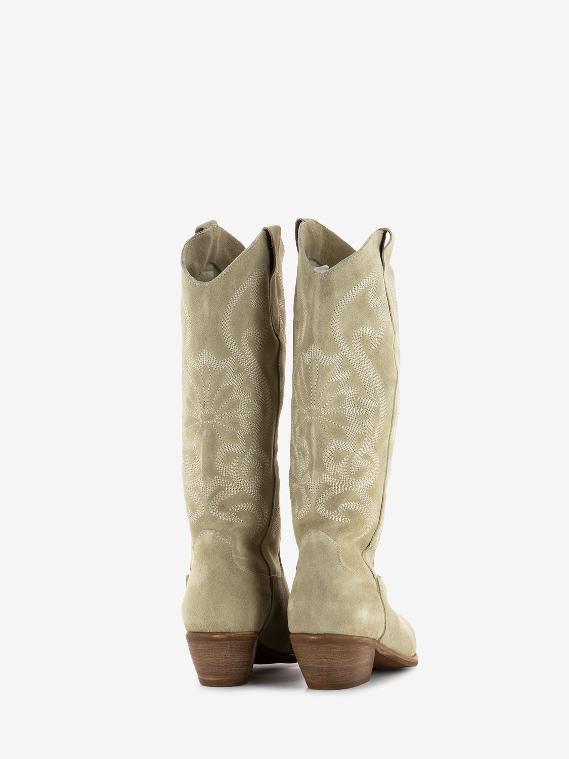Texani con ricami camoscio beige