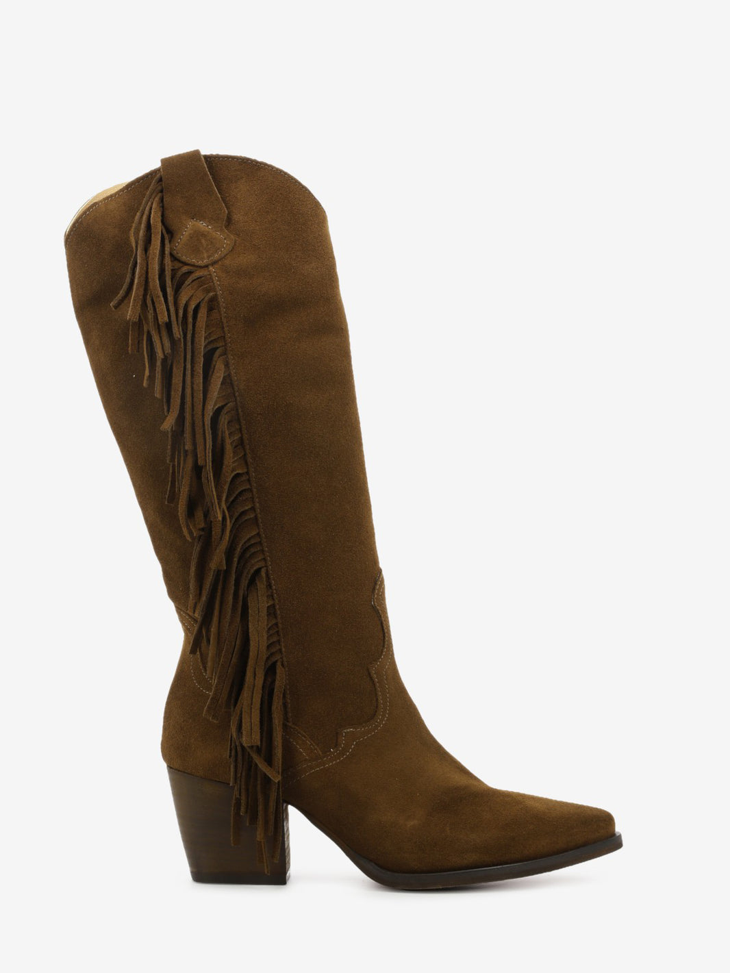 Texani Luna con frange in suede cioccolato