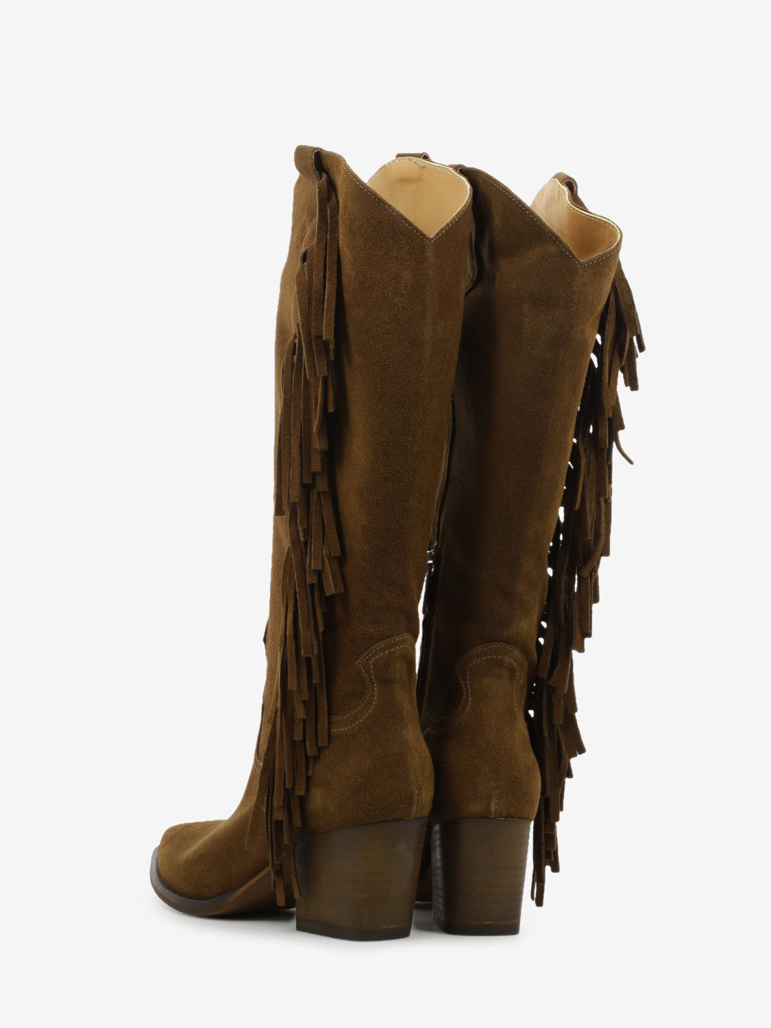 Texani Luna con frange in suede cioccolato