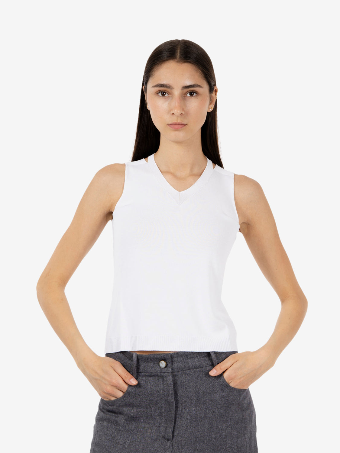 Top doppia cut out bianco