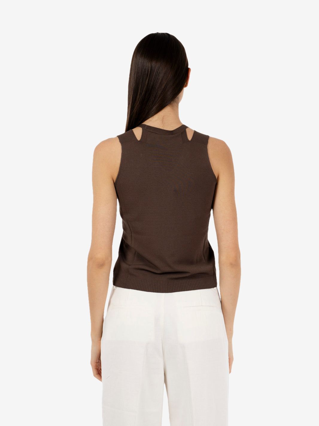 Dark brown double strap top