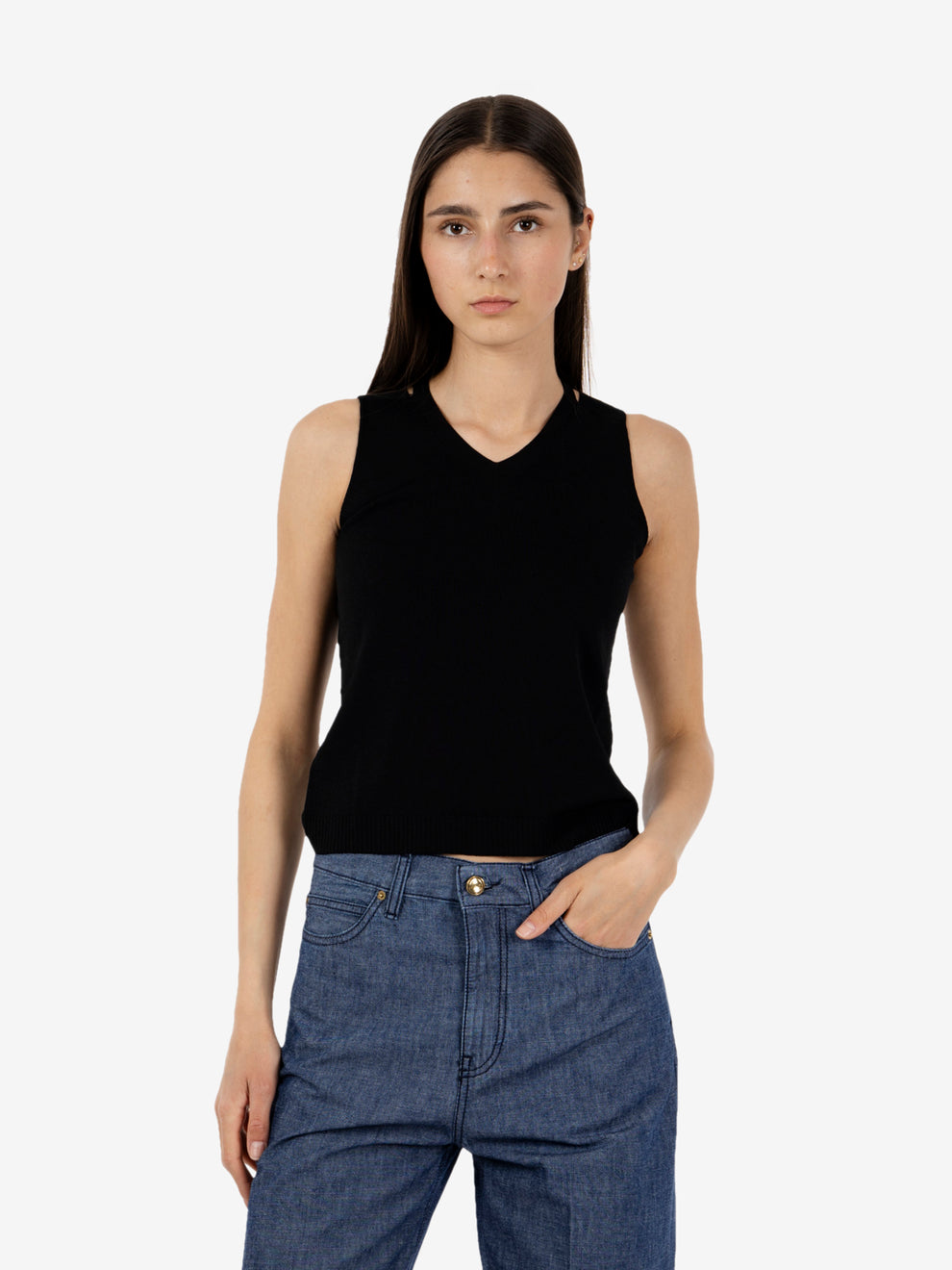 Black double strap top