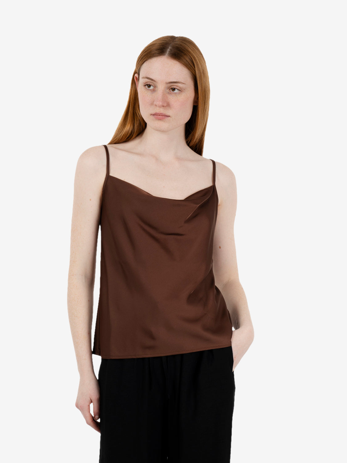 Top in raso cioccolato