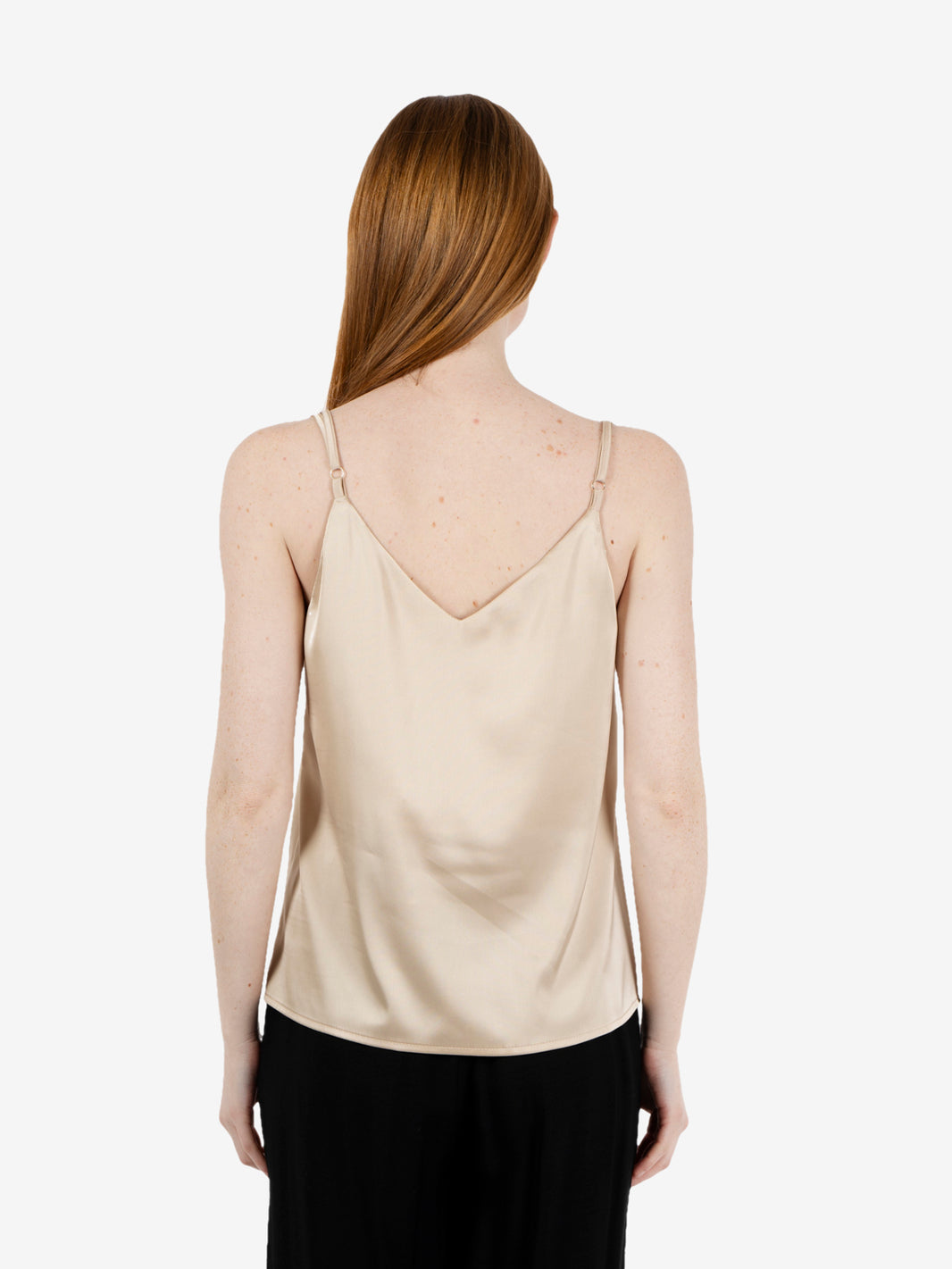 V-neck satin top in beige