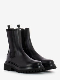 Black leather beatles ankle boots