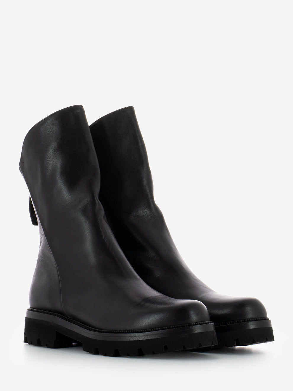 Combat zip ankle boots in black nubuck