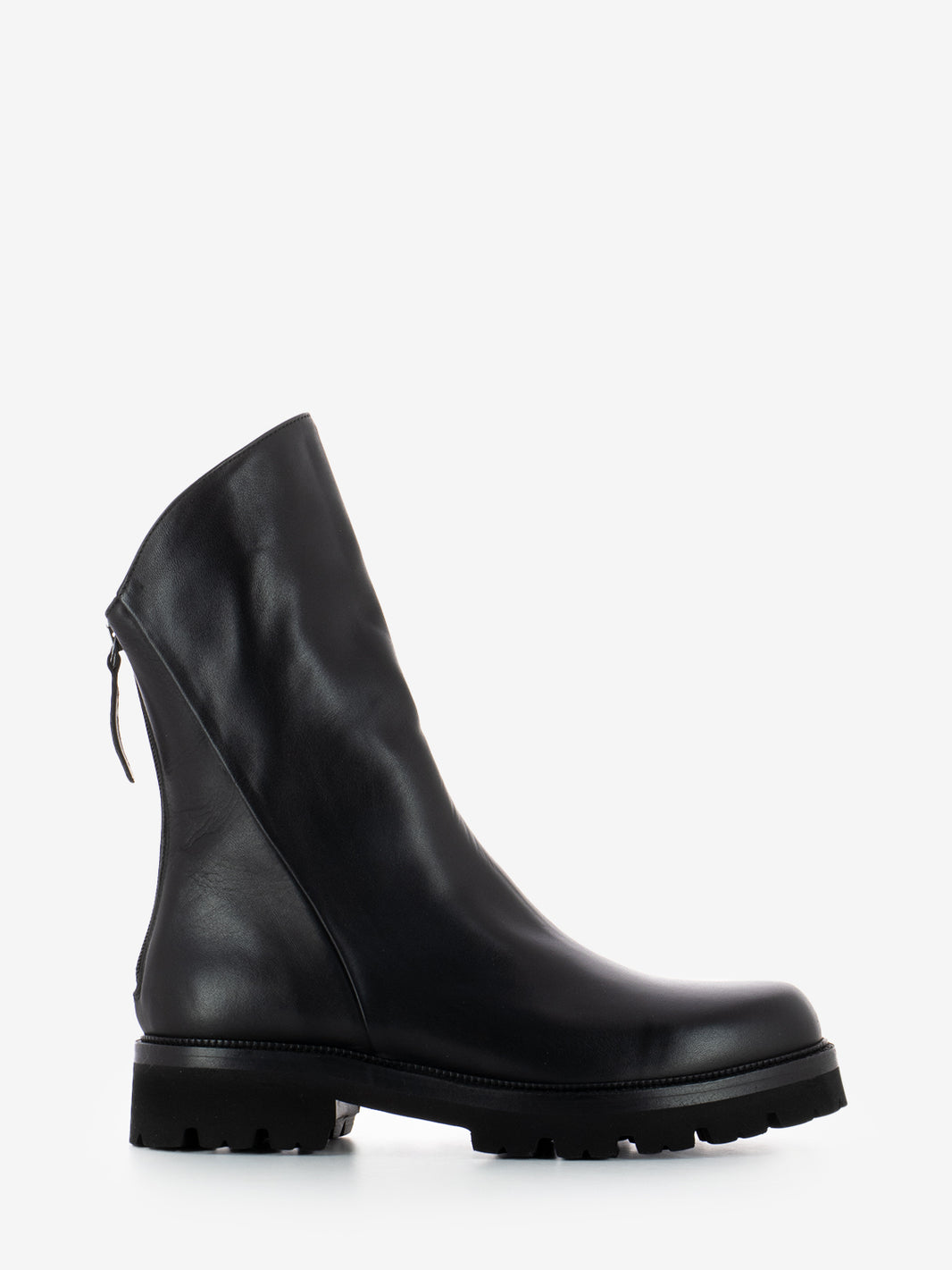 Combat zip ankle boots in black nubuck