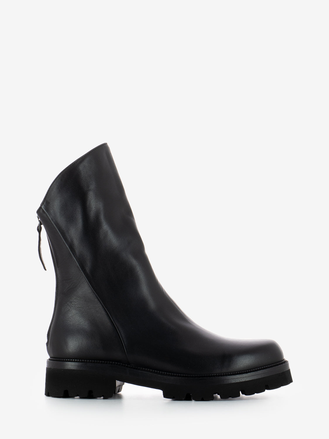 Combat zip ankle boots in black nubuck