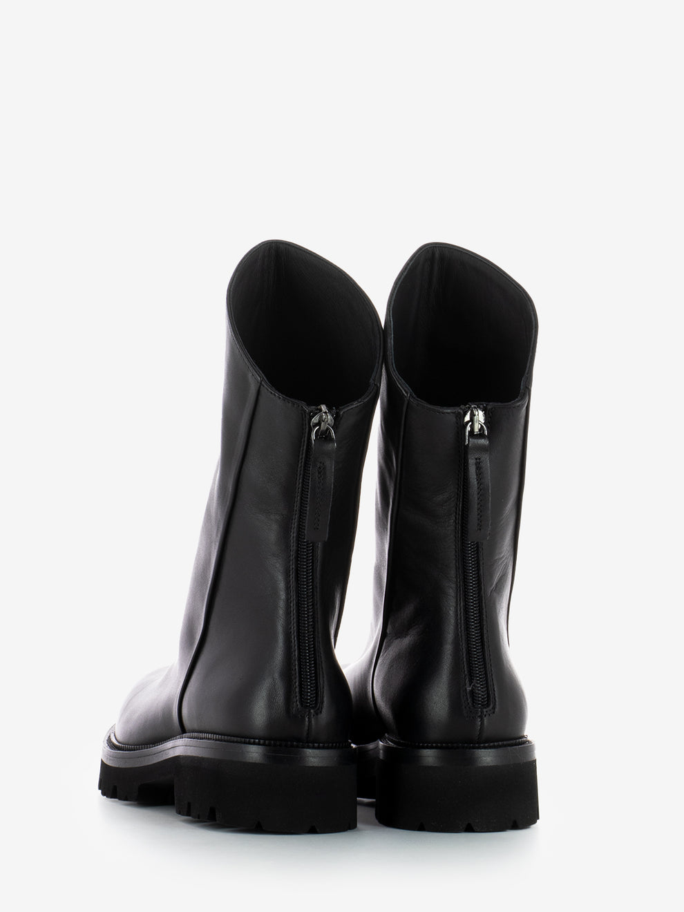 Combat zip ankle boots in black nubuck