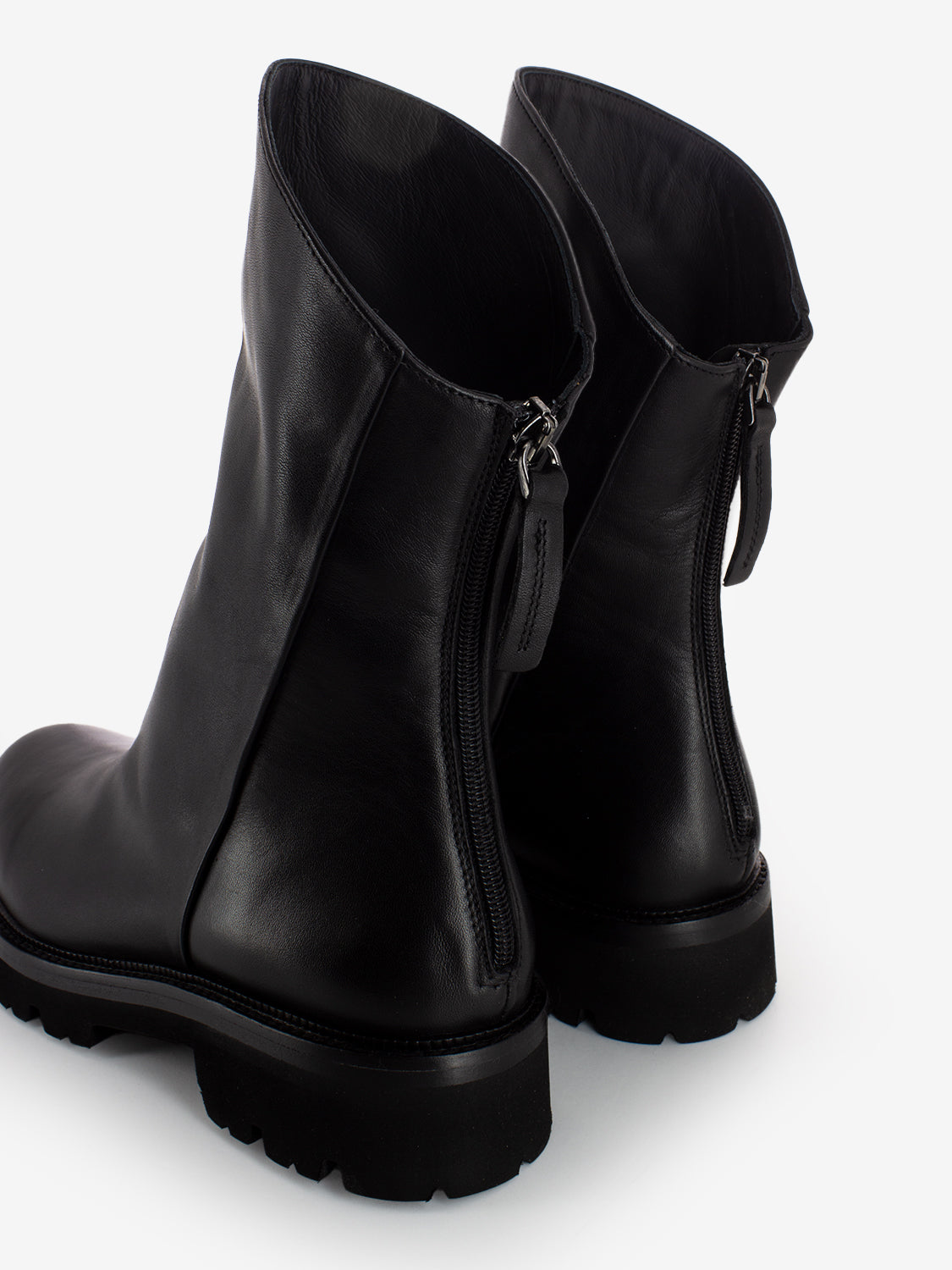 Combat zip ankle boots in black nubuck