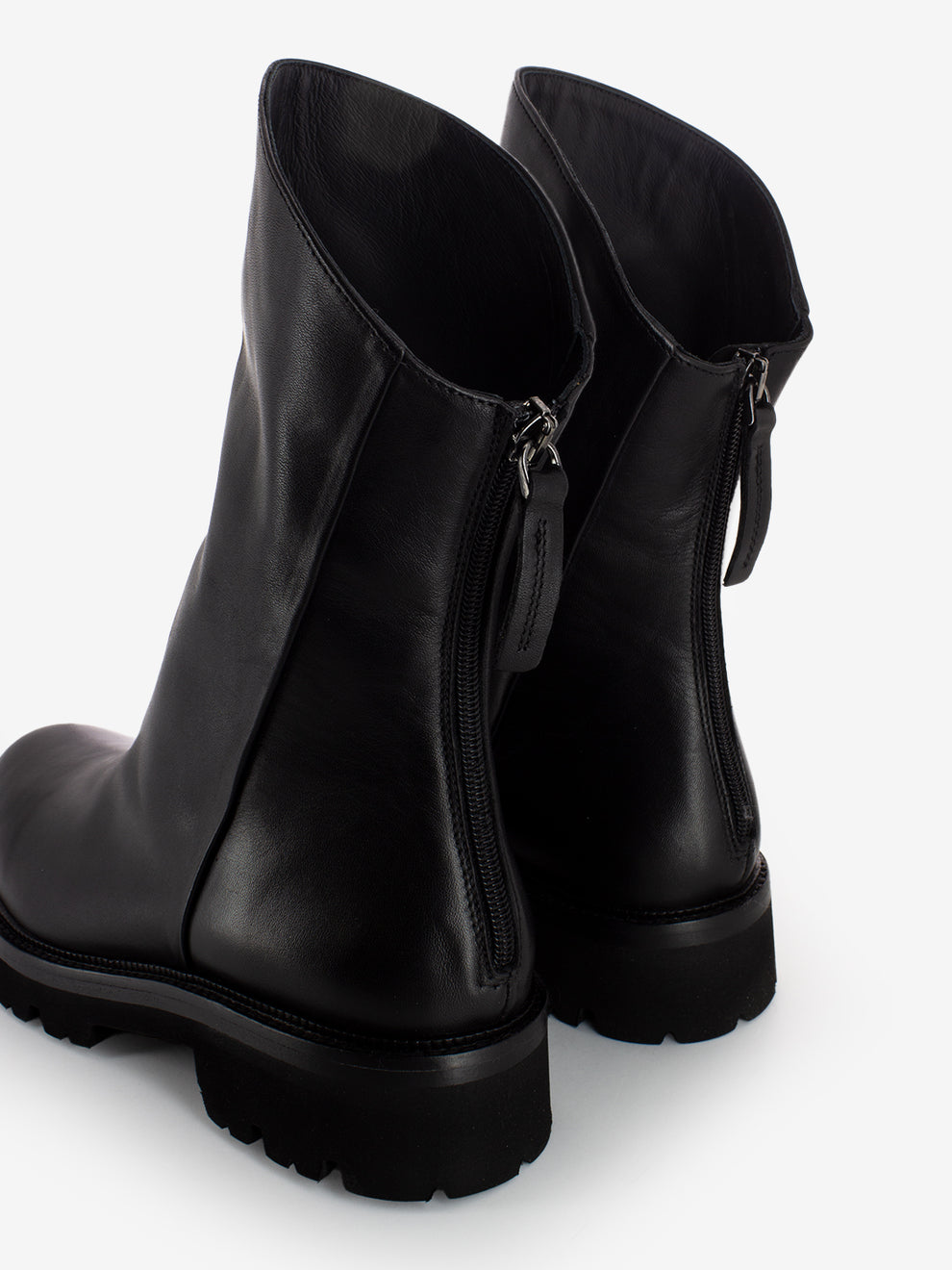 Combat zip ankle boots in black nubuck