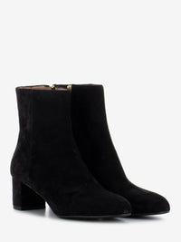 Black suede ankle boots with chunky heel