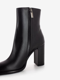 Black leather ankle boots with zip