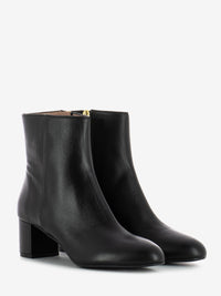 Black leather ankle boots with chunky heel