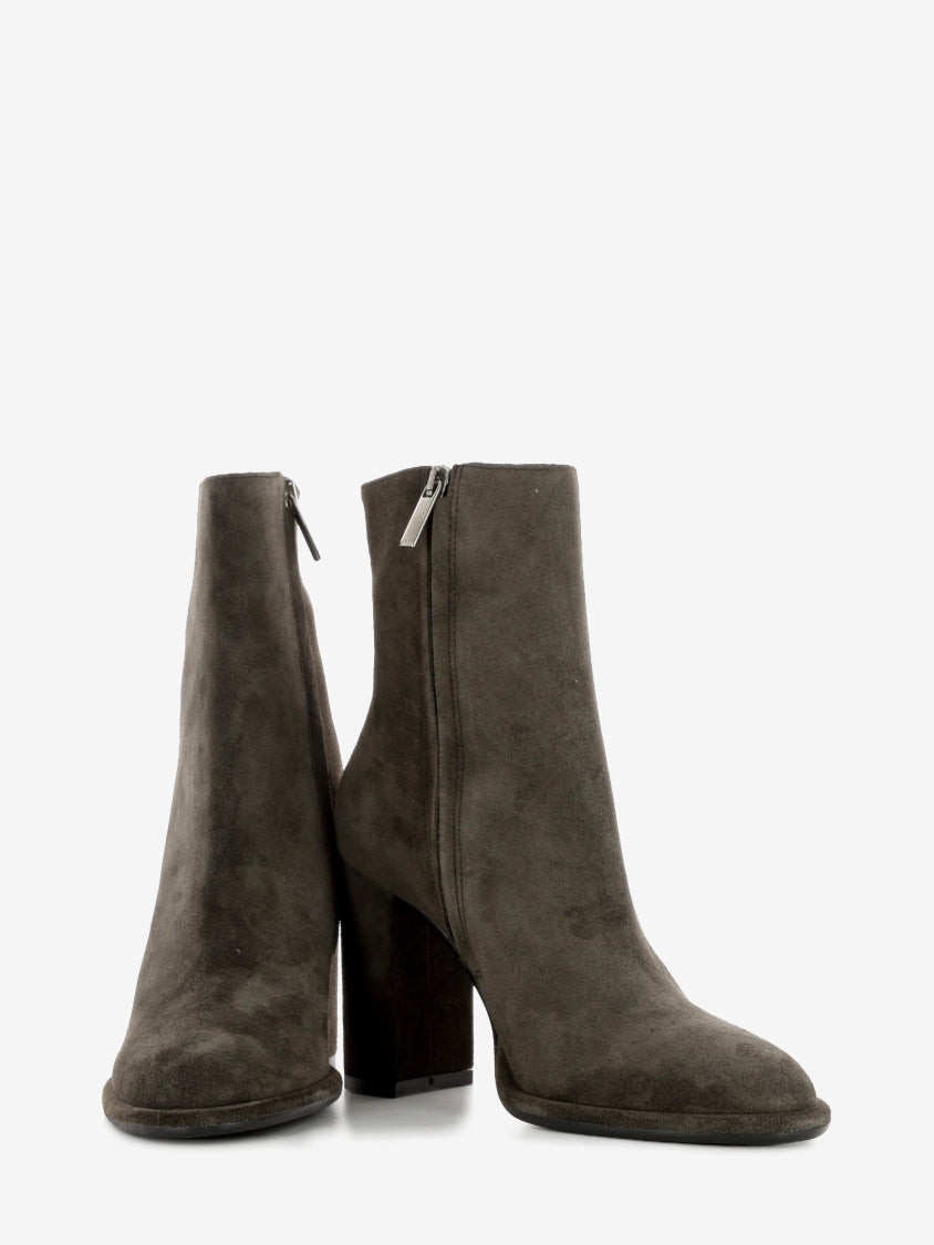 Suede ankle boots with zip, coffee