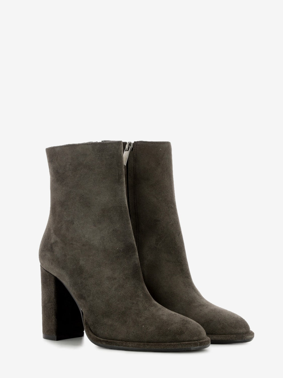 Suede ankle boots with zip, coffee