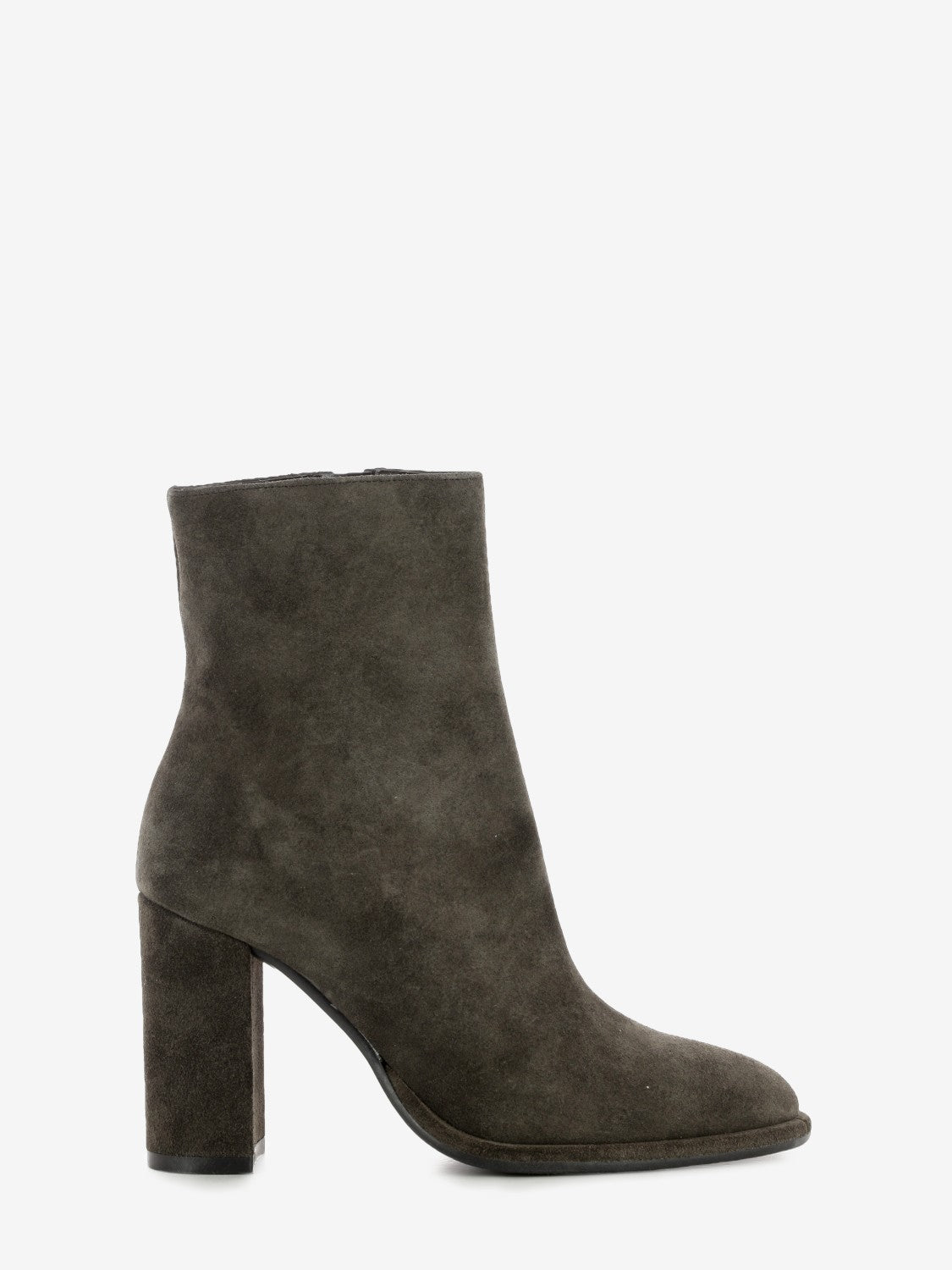 Suede ankle boots with zip, coffee