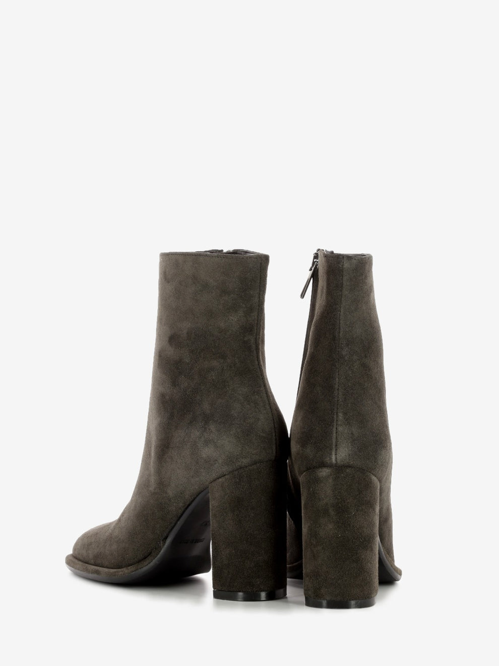 Suede ankle boots with zip, coffee