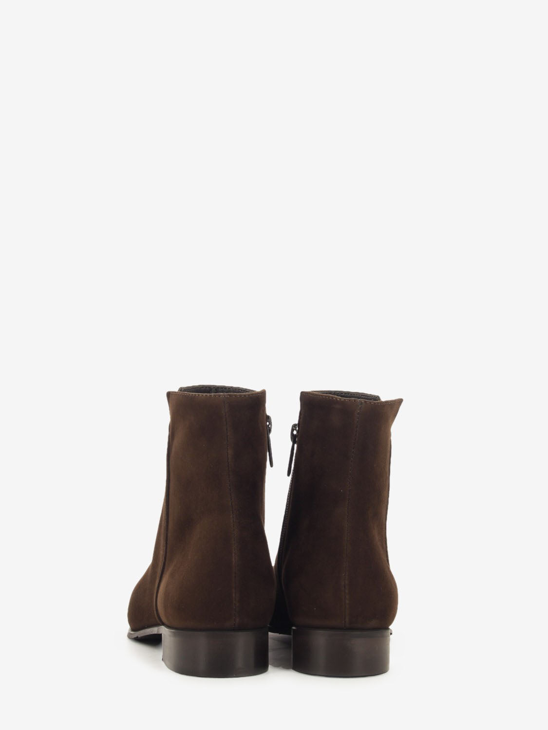 Dark brown suede pointed ankle boots