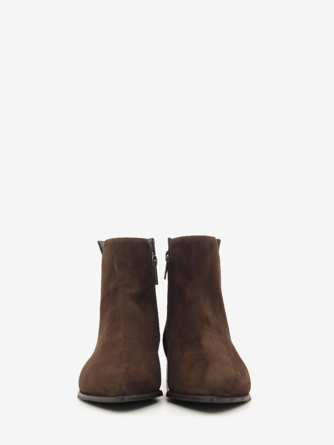 Dark brown suede pointed ankle boots