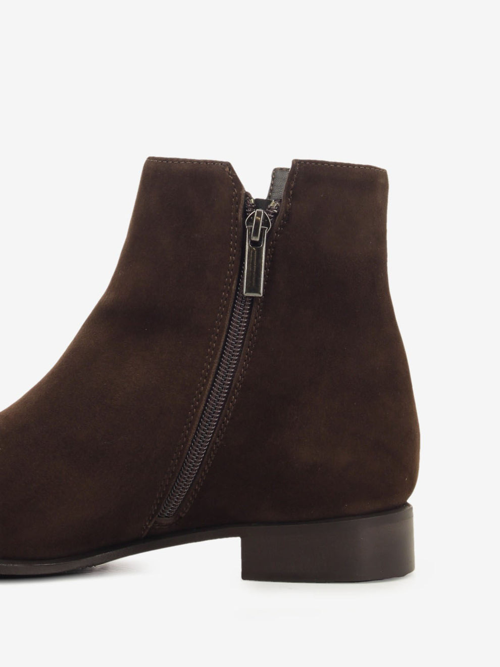 Dark brown suede pointed ankle boots
