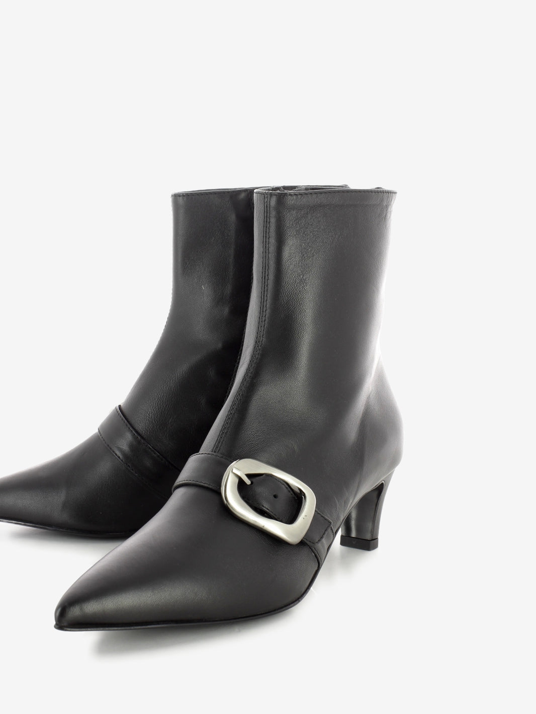 Black nappa ankle boot with buckle