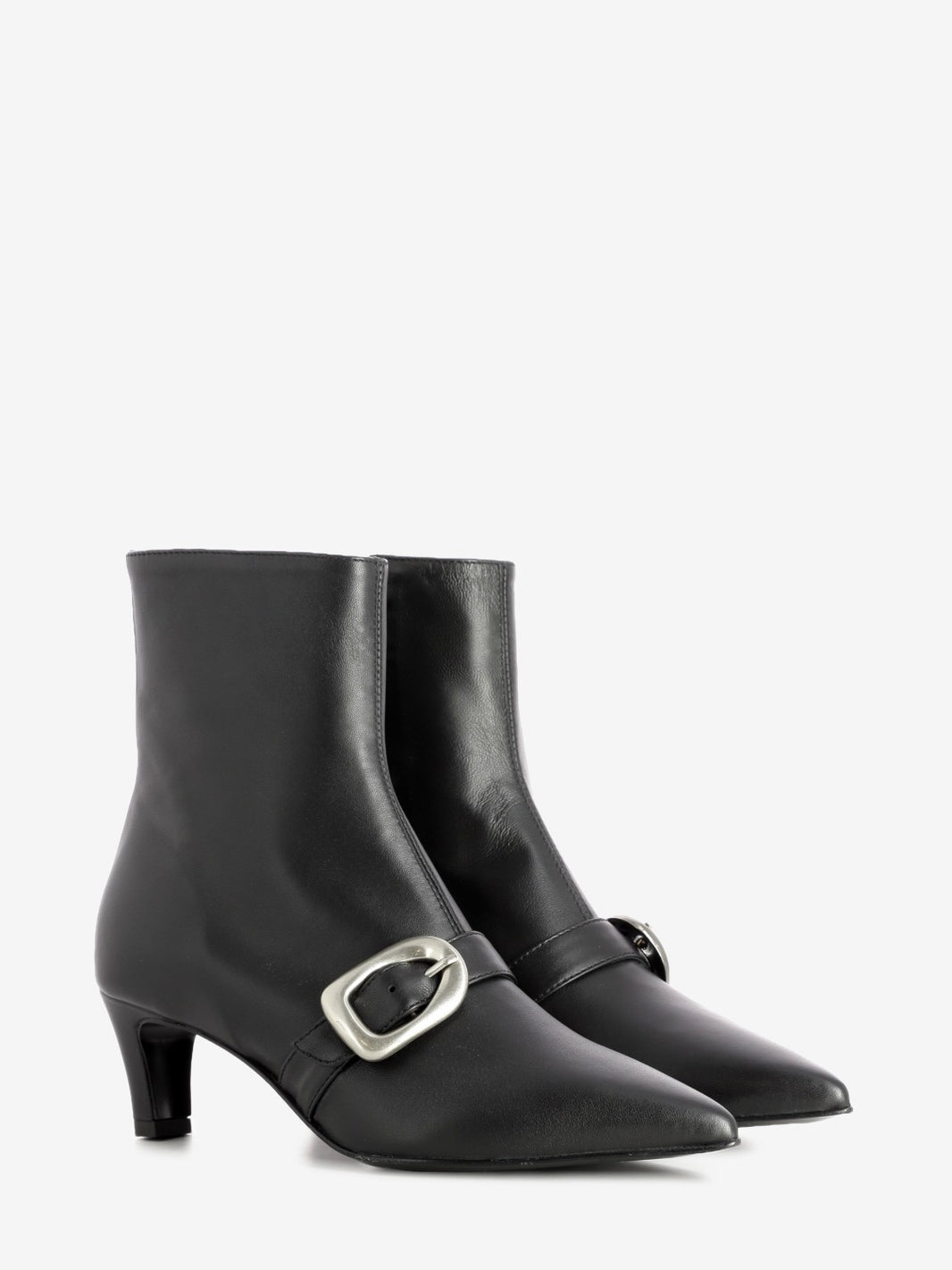 Black nappa ankle boot with buckle