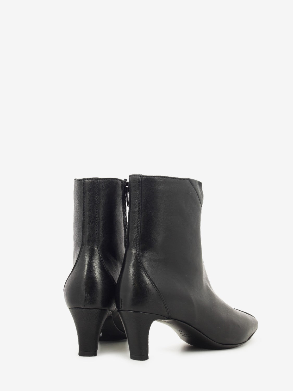 Black washed nappa leather heeled ankle boot