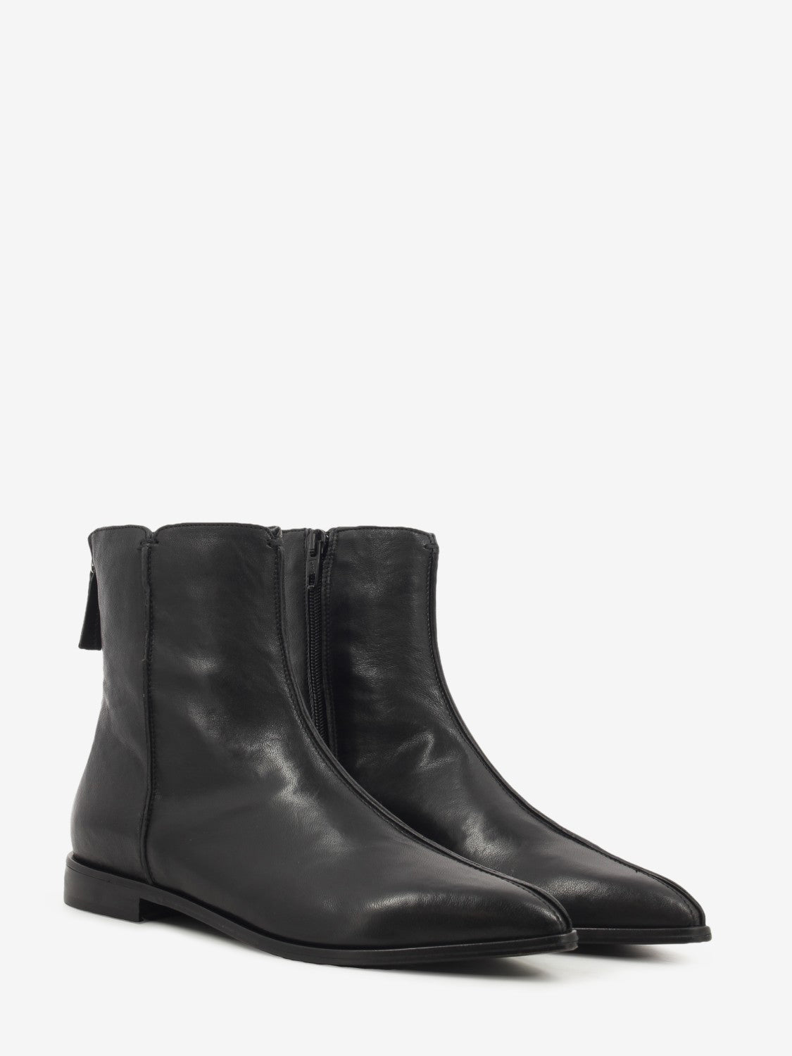Washed nappa leather ankle boot in black