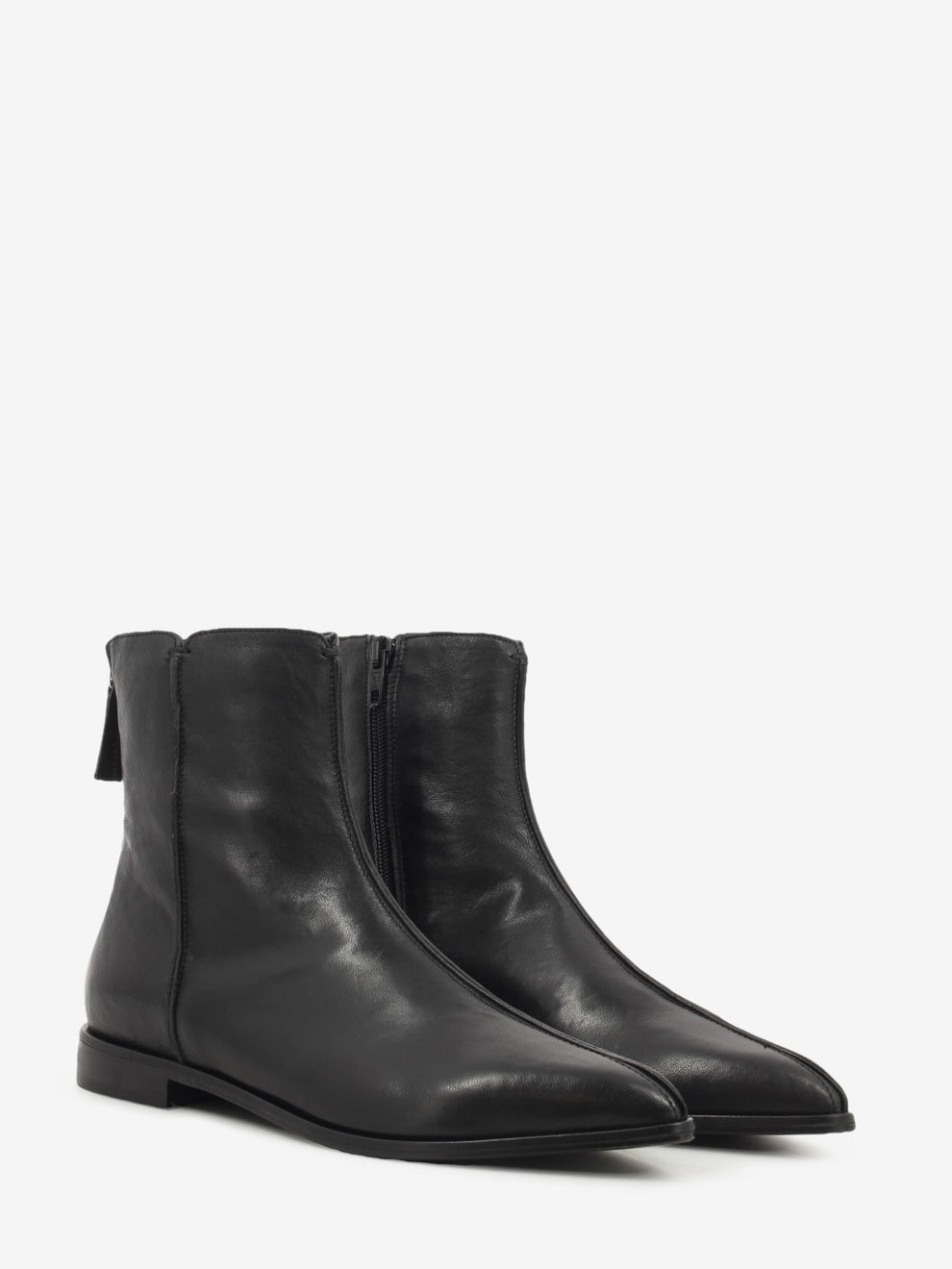Washed nappa leather ankle boot in black