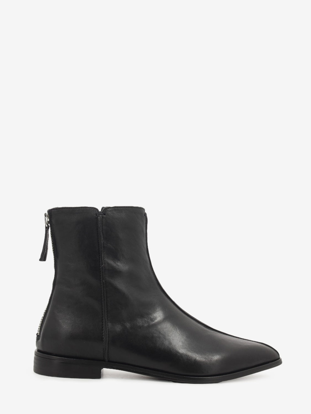 Washed nappa leather ankle boot in black