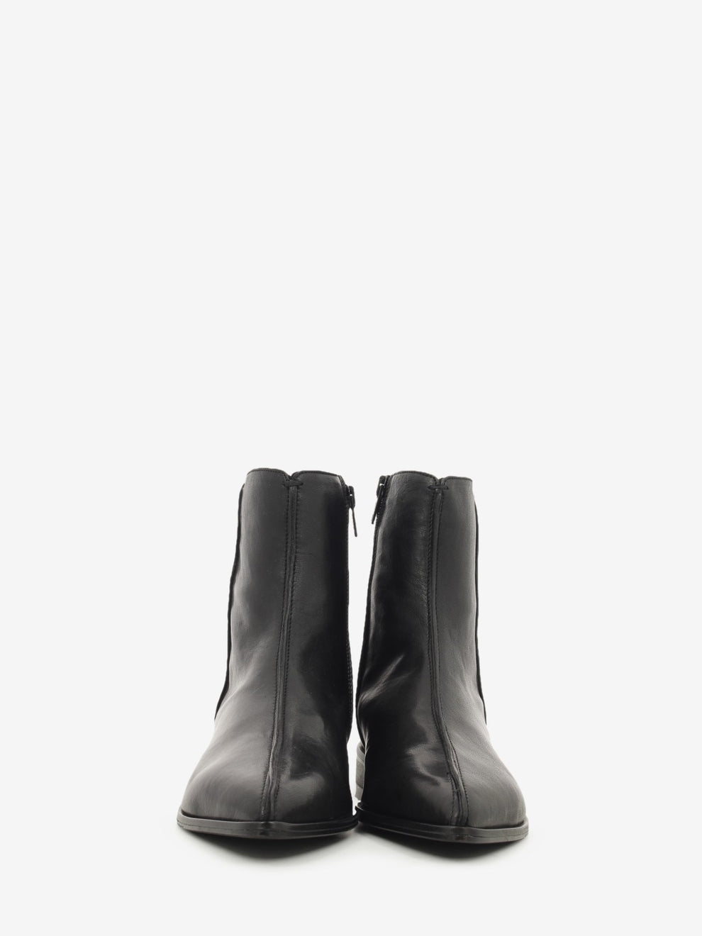 Washed nappa leather ankle boot in black