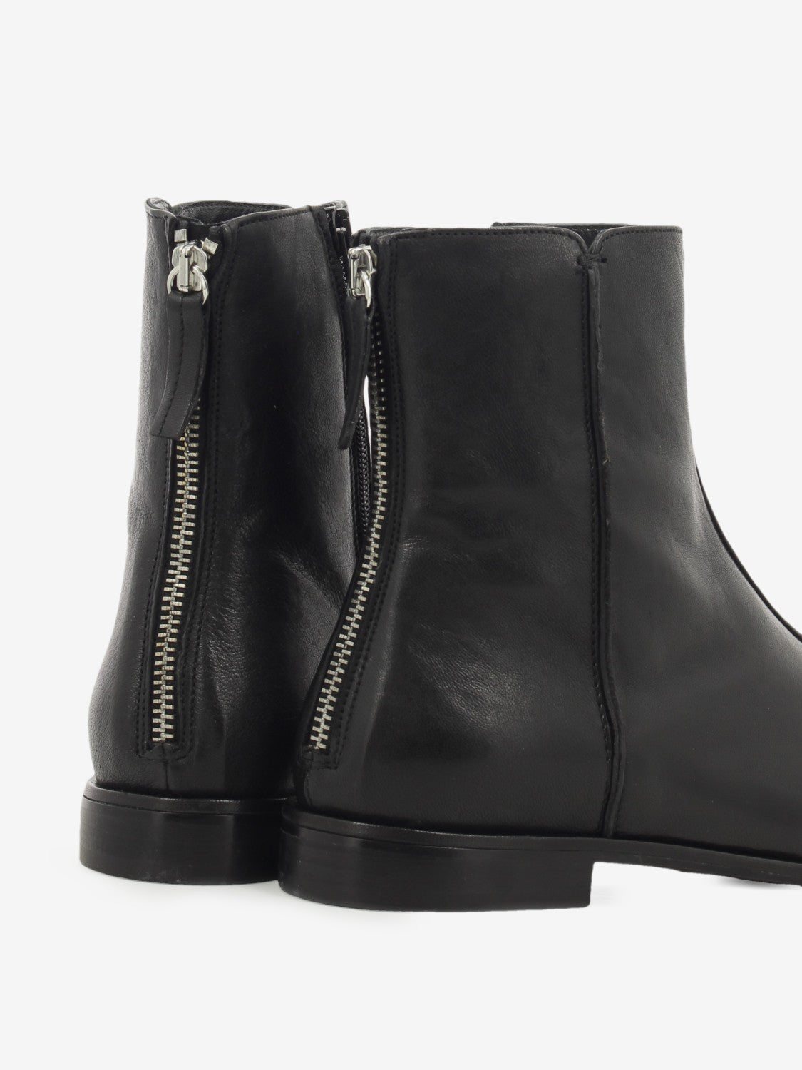 Washed nappa leather ankle boot in black