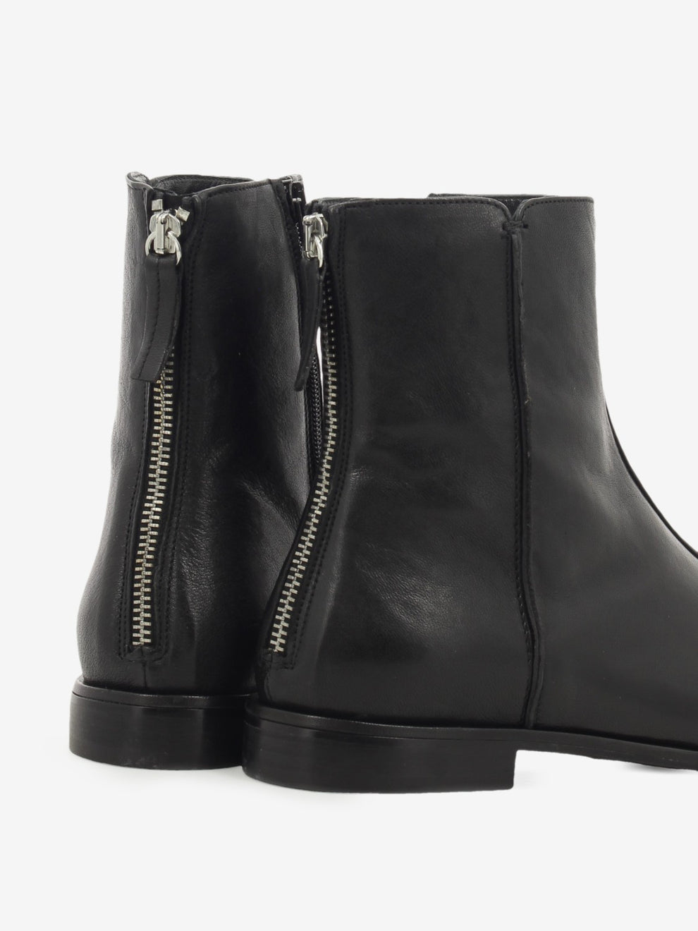 Washed nappa leather ankle boot in black
