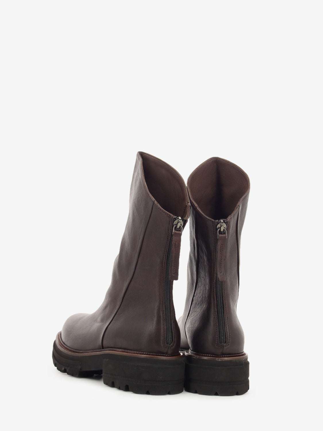 Tronchetto in pelle con zip montana caffè