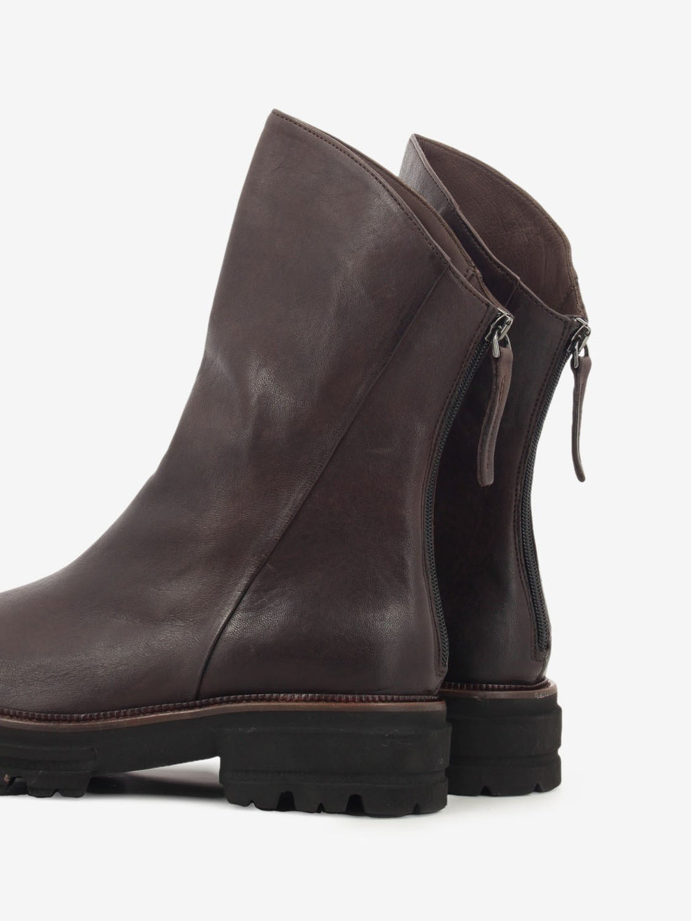 Tronchetto in pelle con zip montana caffè