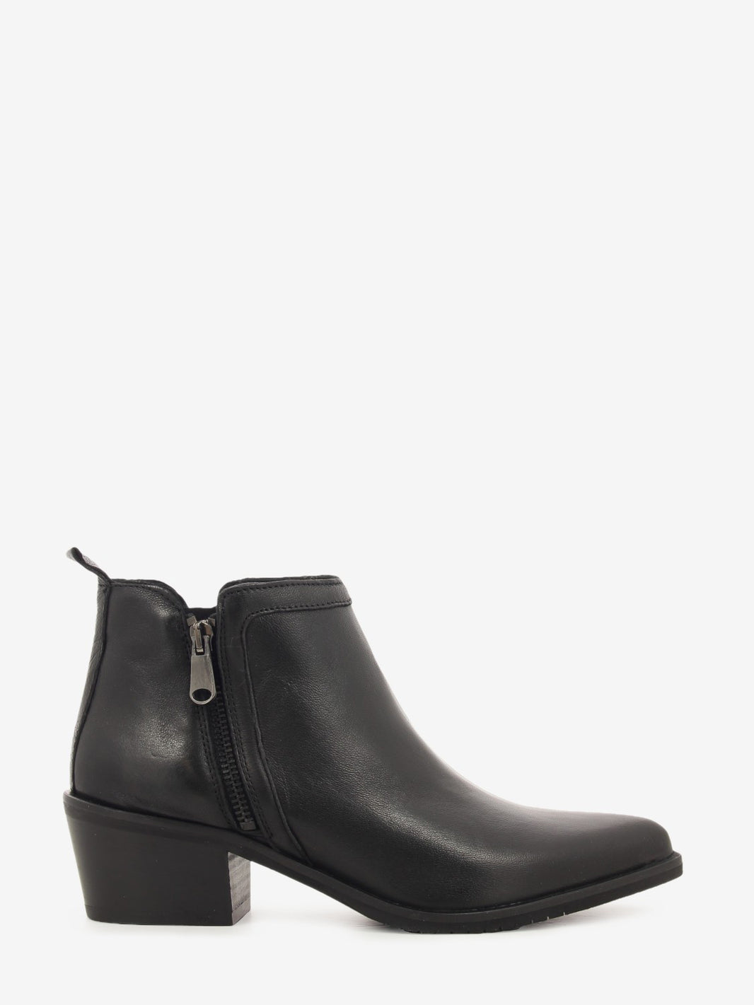 Tronchetto in pelle con zip nero