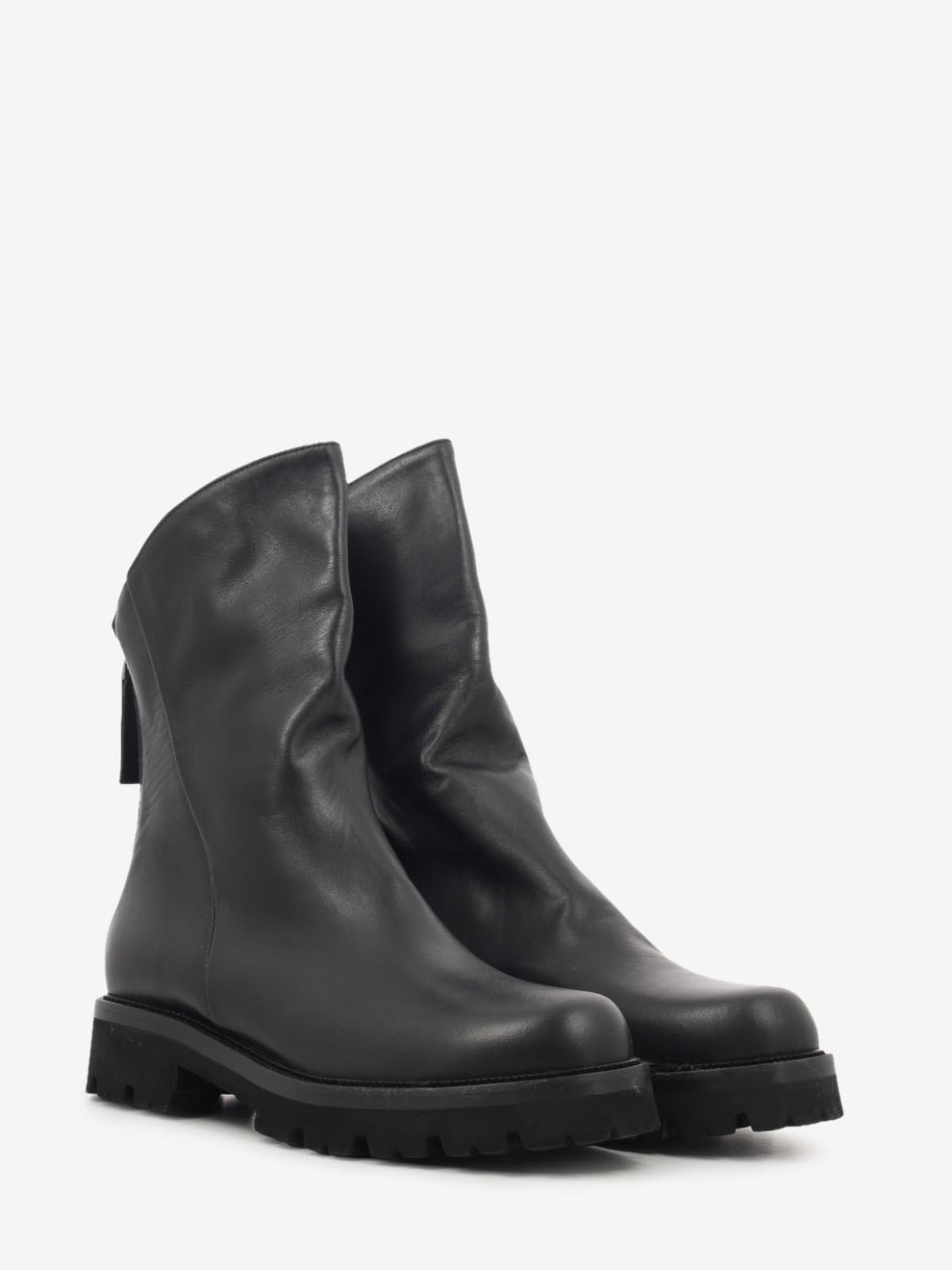 Tronchetto in pelle con zip nero