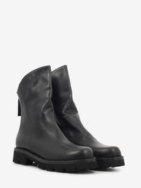 Tronchetto in pelle con zip nero