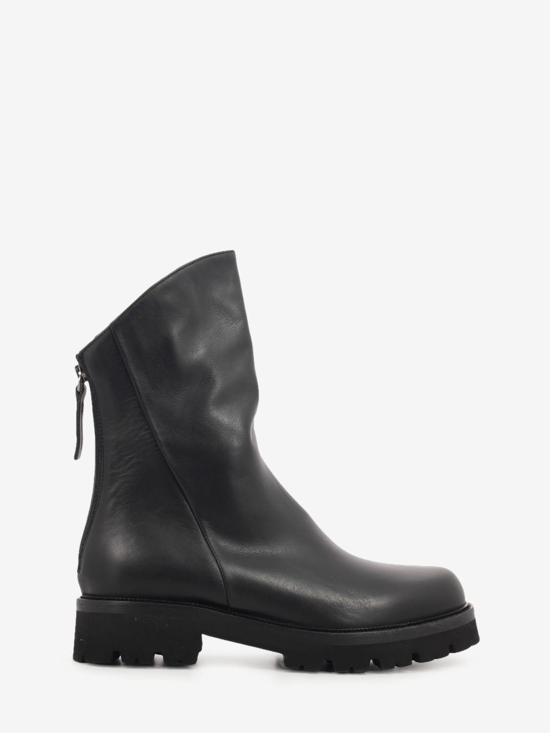 Tronchetto in pelle con zip nero