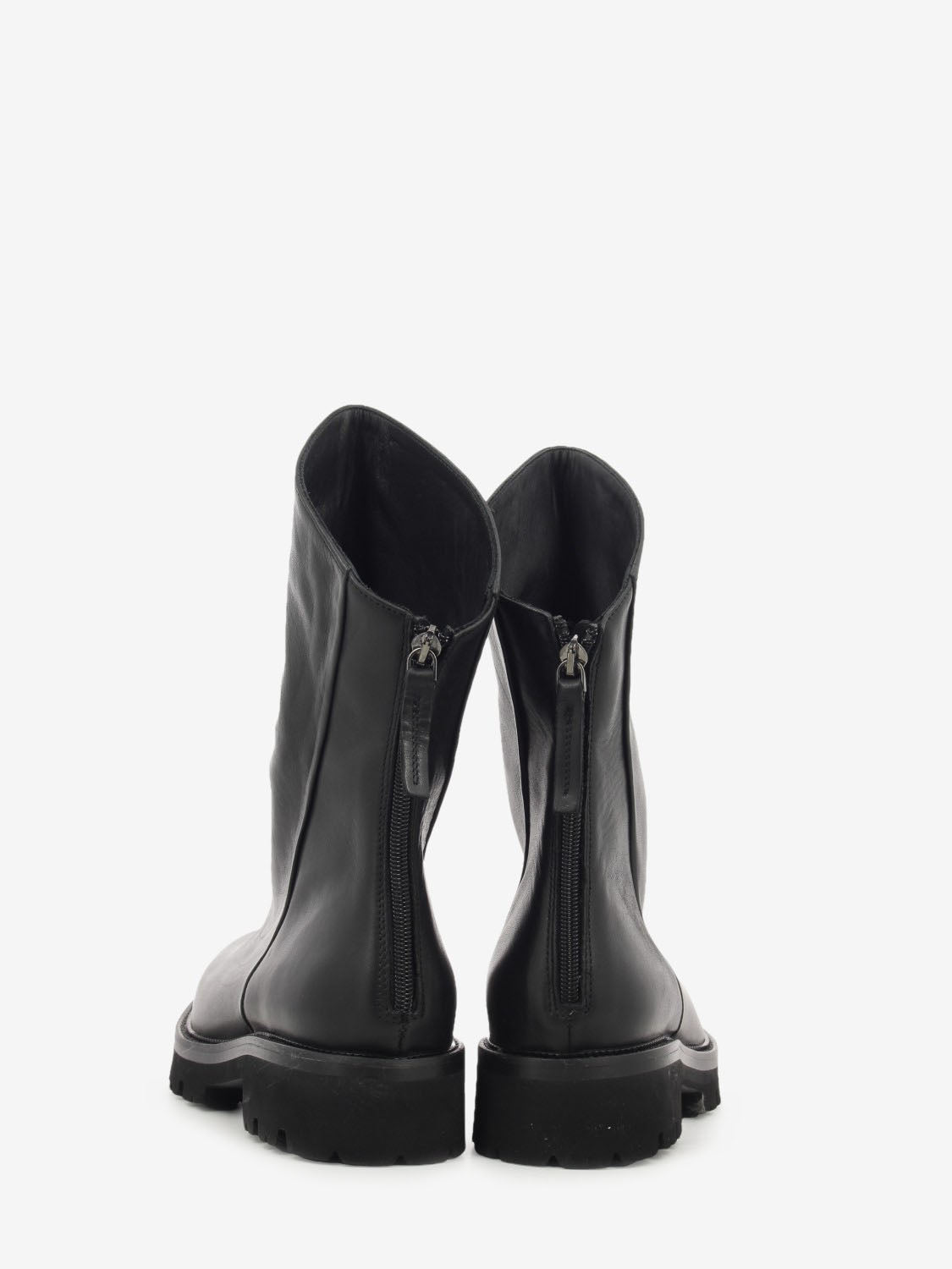 Tronchetto in pelle con zip nero