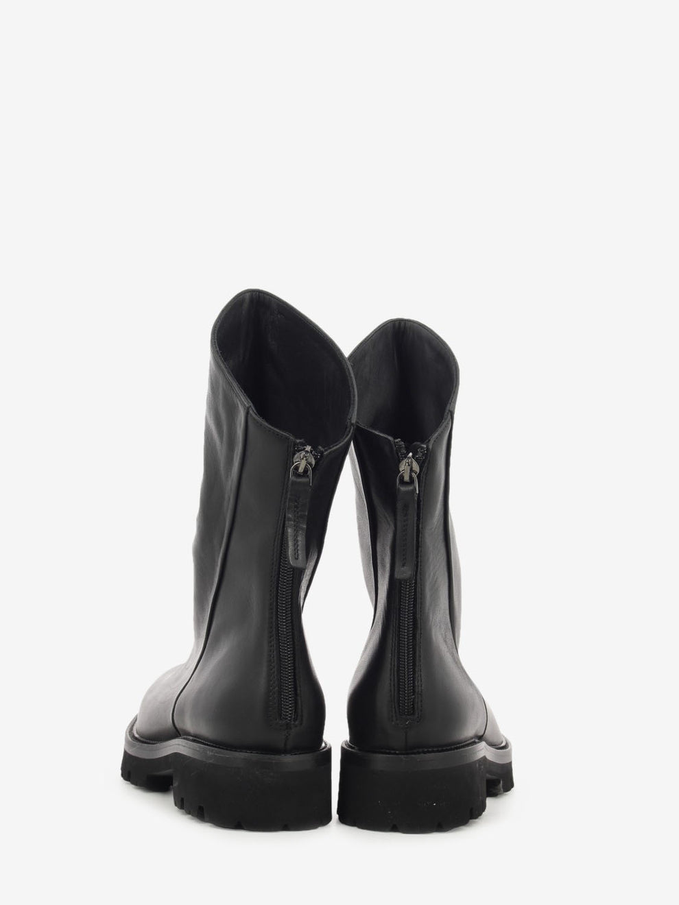 Tronchetto in pelle con zip nero