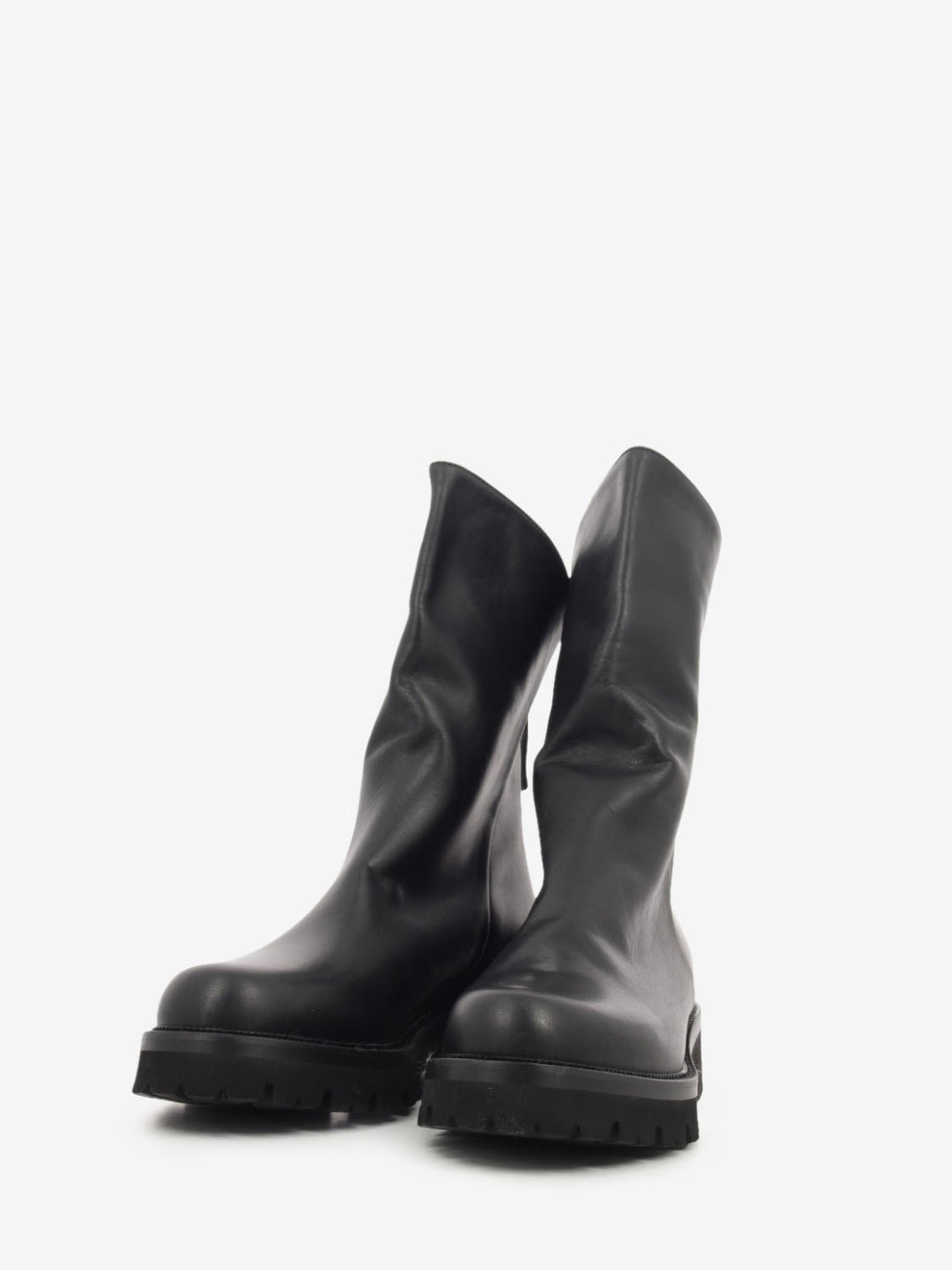 Tronchetto in pelle con zip nero