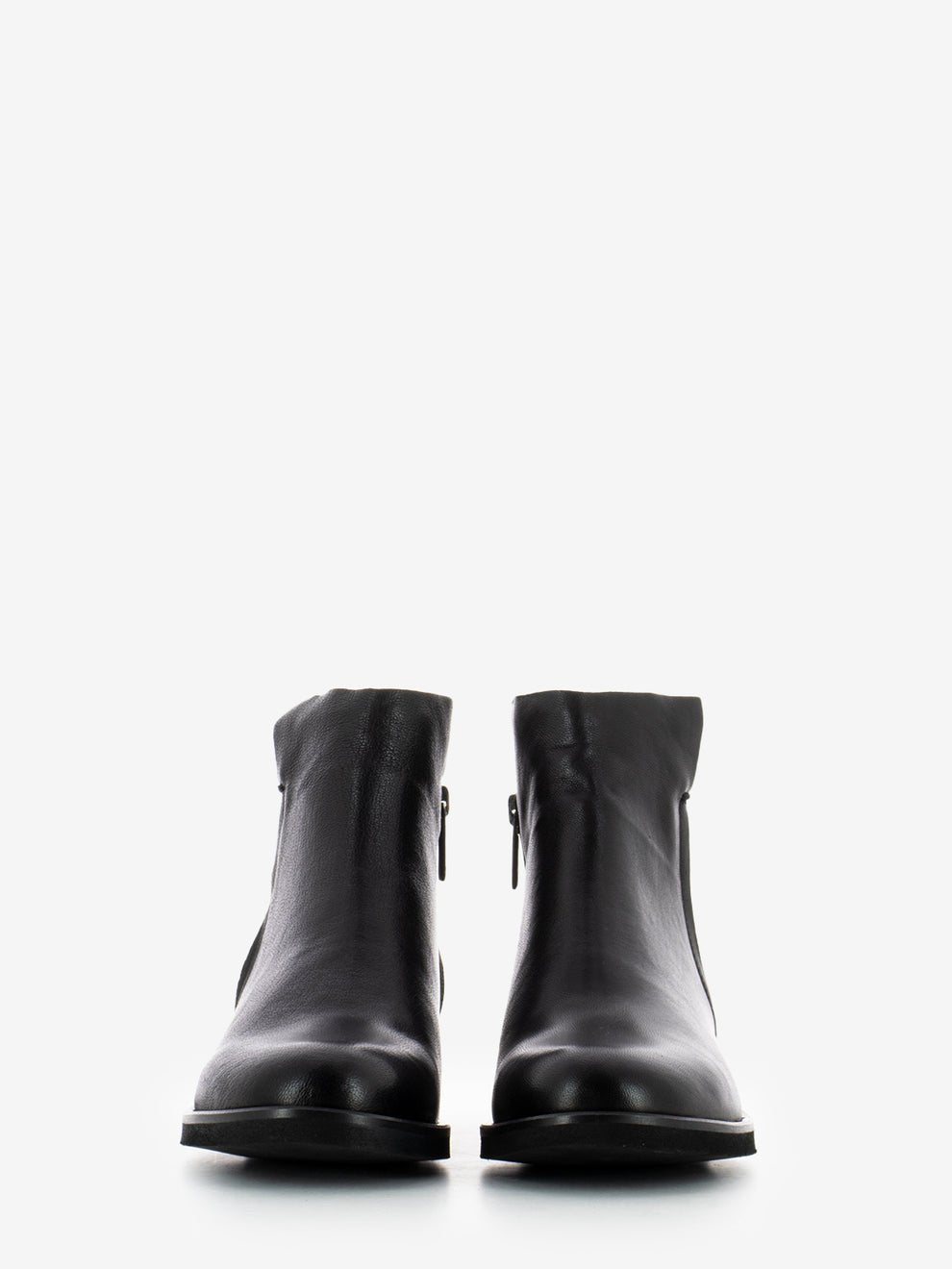Tronchetto in pelle con zip nero