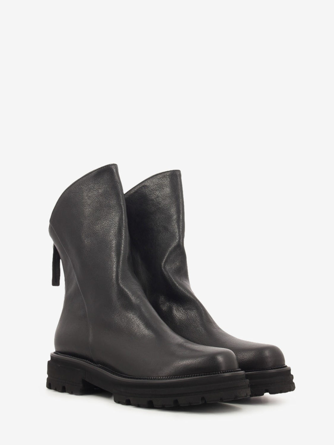 Tronchetto in pelle con zip west nero
