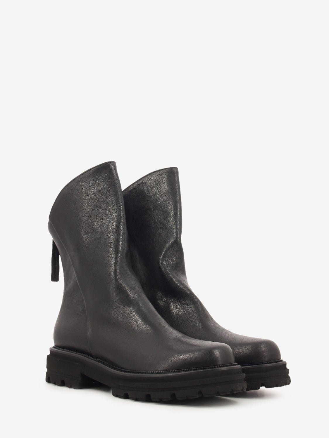 Tronchetto in pelle con zip west nero