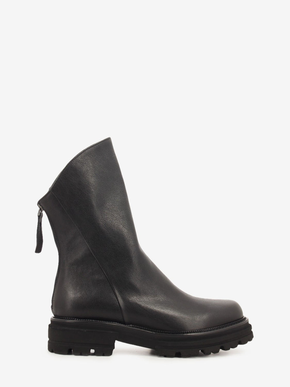 Tronchetto in pelle con zip west nero